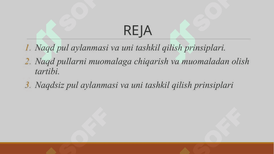 Pul aylanmasini tashkil etish 2