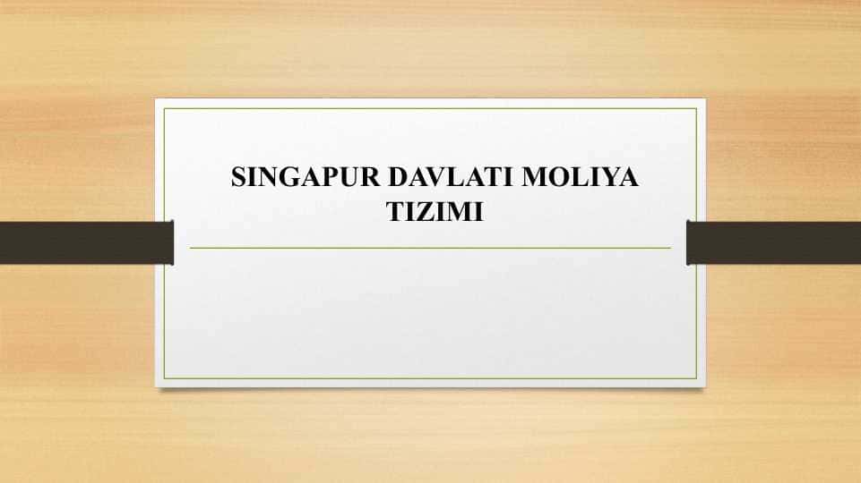 SINGAPUR DAVLATI MOLIYA TIZIMI