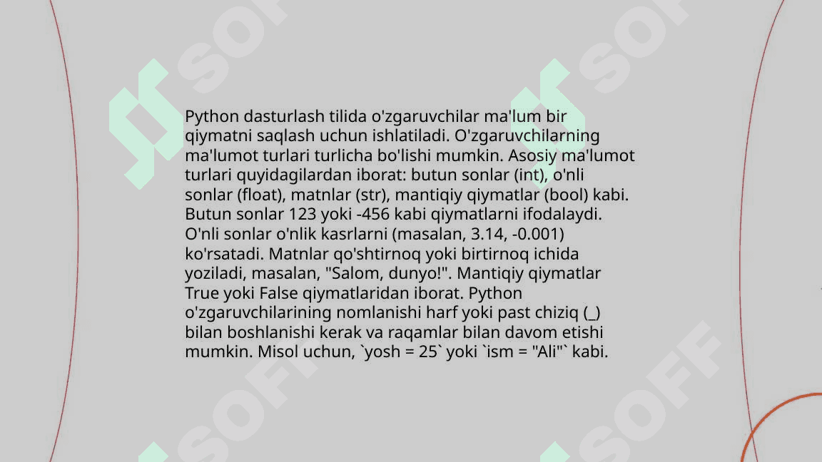 Python dasturlash tilida sodda dasturlarni tuzish 4