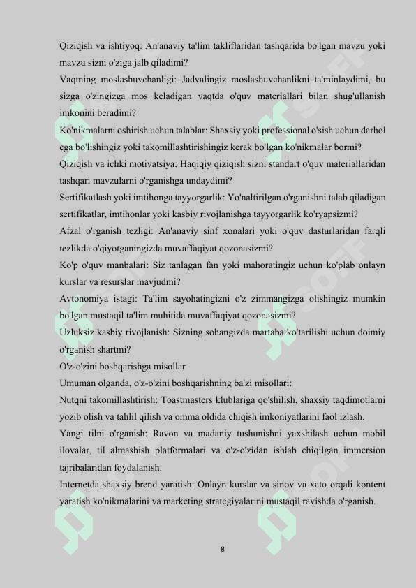 O’z-o’zini boshqarish va irodaviy jarayonlar 8