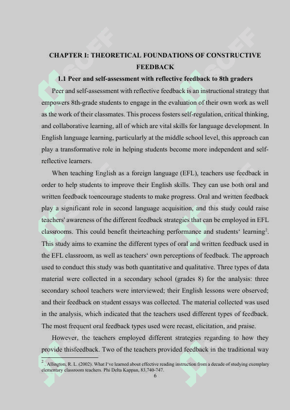 The importance of constructive feedback in teaching English to 8th graders 6
