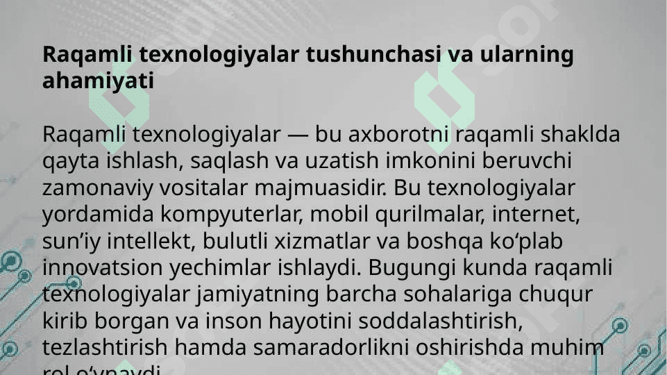 Raqamli texnologiyalar va Excel dasturi haqida 3