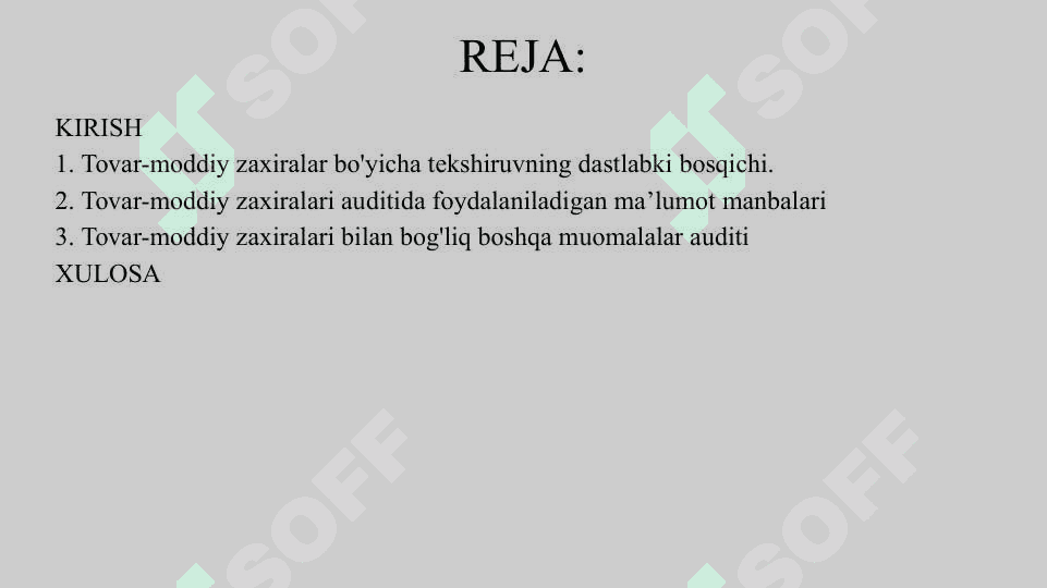 TOVAR MODDIY ZAXIRALARINI QABUL QILISH VA HISOBGA OLISH TO'G'RILIGINI TEKSHIRISH 3