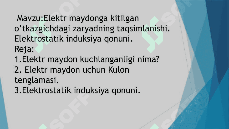Elektrostatik induksiya qonuni 2