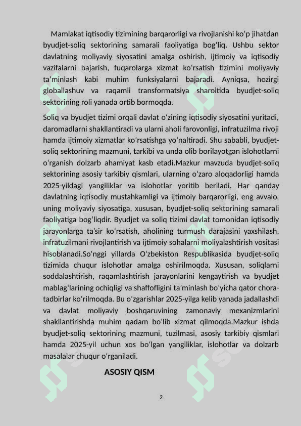 Byudjet-soliq sektori va uning tarkibi. 2
