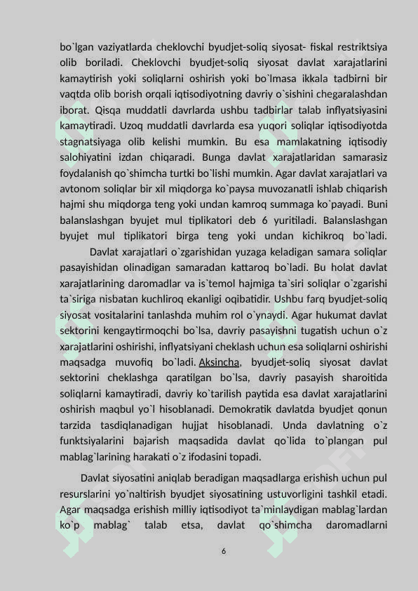 Byudjet-soliq sektori va uning tarkibi. 6