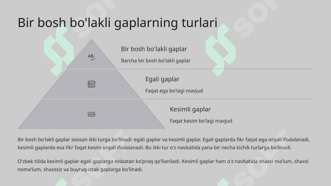 Bir bosh bo'lakli gaplar 4