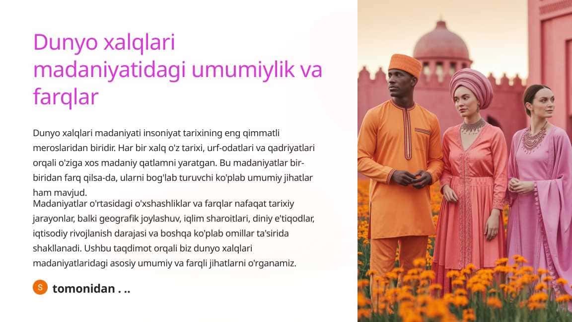 Dunyo xalqlari madaniyatidagi umumiylik va farqlar