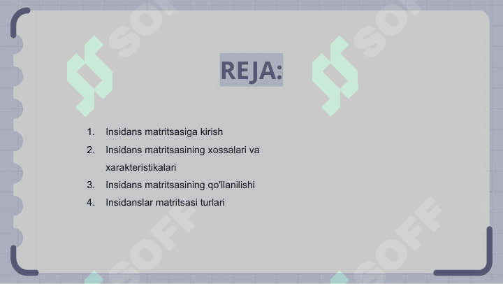 Insidentlik  matritsasi 2