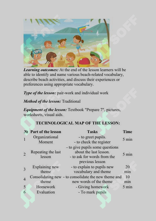 Beach (lesson plan) 2