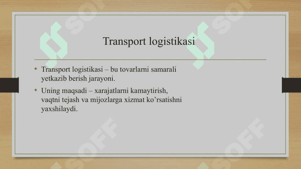 Transport logistikasi 2