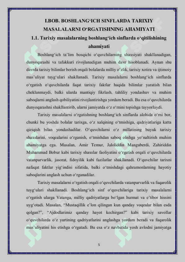 Boshlang'ich sinflarda Tarix fanida Tarixiy masalalar 5