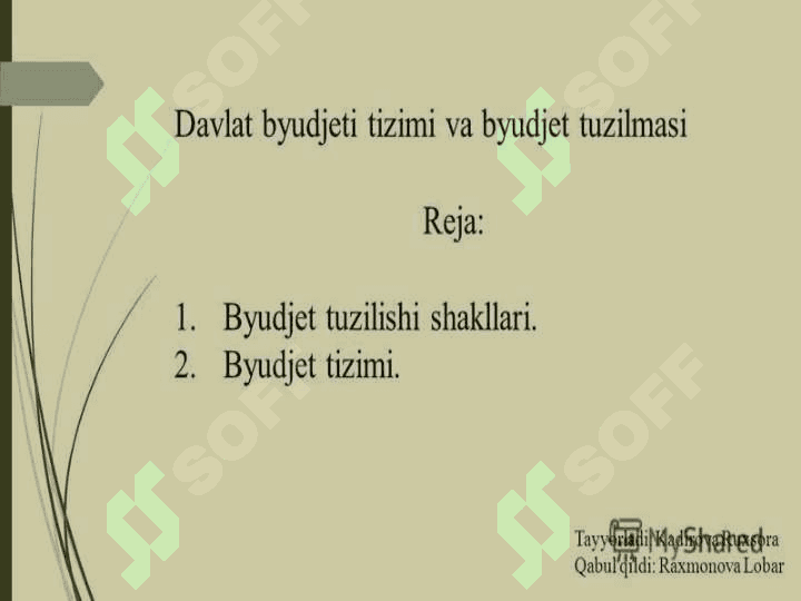 Budjet tizimi va tuzilmasi 2