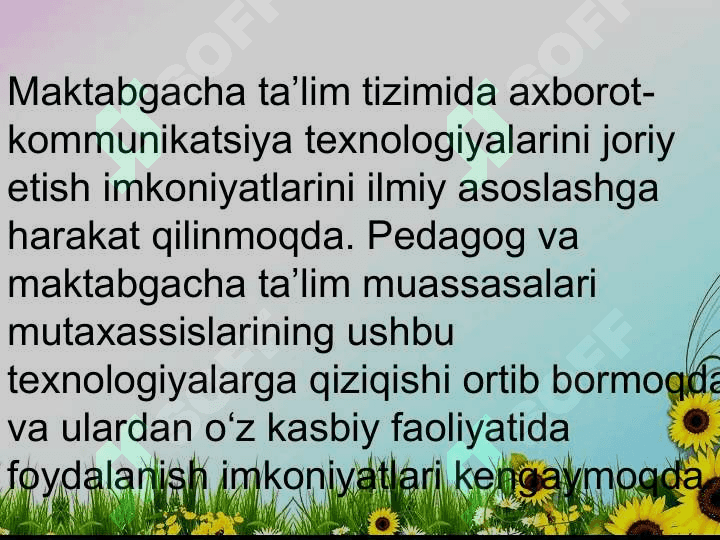Maktabgacha talim tashkilotlarida multimedialardan foydalanish 6