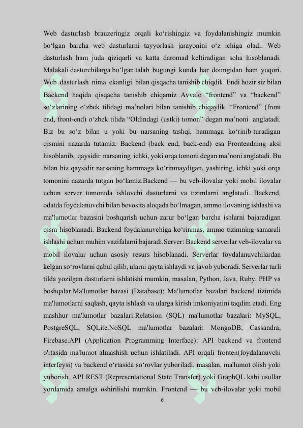 Frontend kursi darslarini o`zida mujassamlashtirgan web sayt ishlab chiqish 6