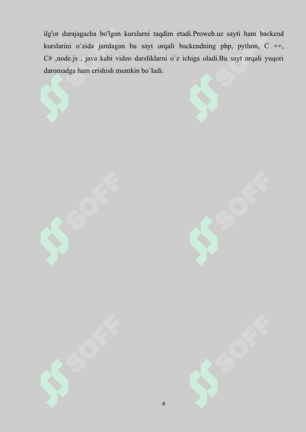 Backend kursi darslarini o`zida mujassamlashtirgan web sayt ishlab chiqish 6