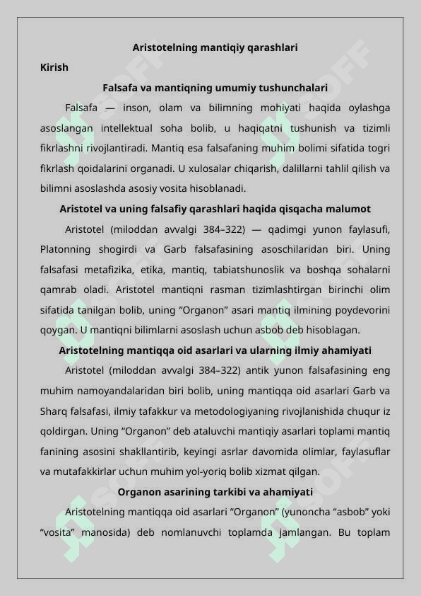 Aristotelning mantiqiy qarashlari 25 2