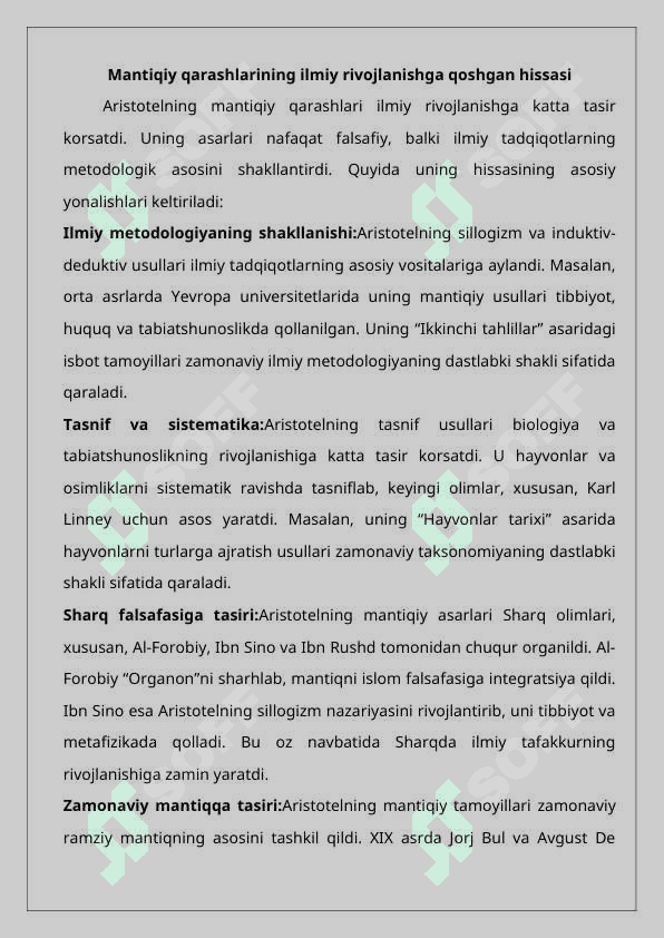 Aristotelning mantiqiy qarashlari 25 6