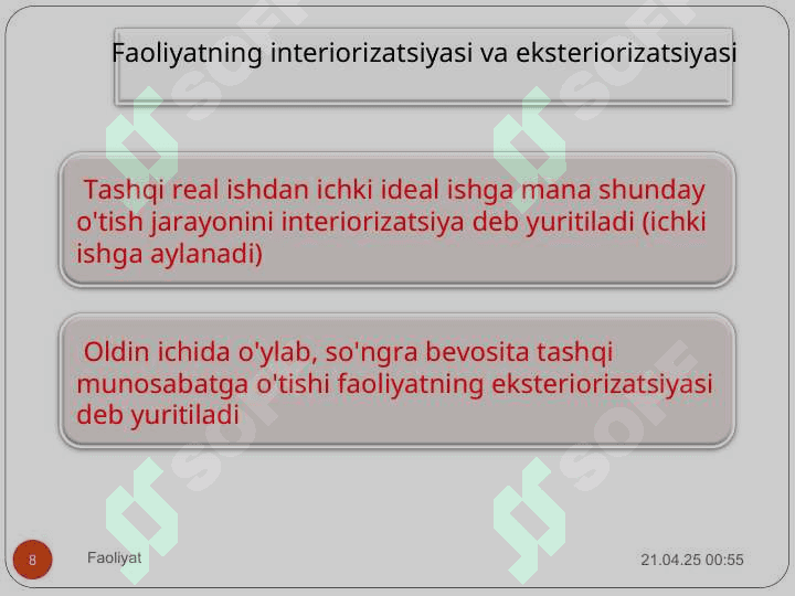 Faoliyat va uning tuzilishi 8