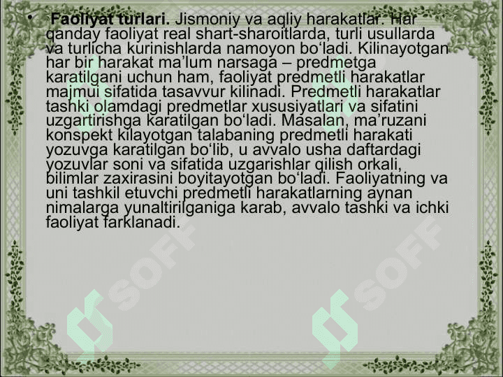 Faoliyat va uning turlari 5