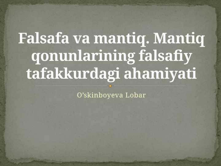 Falsafa va mantiq