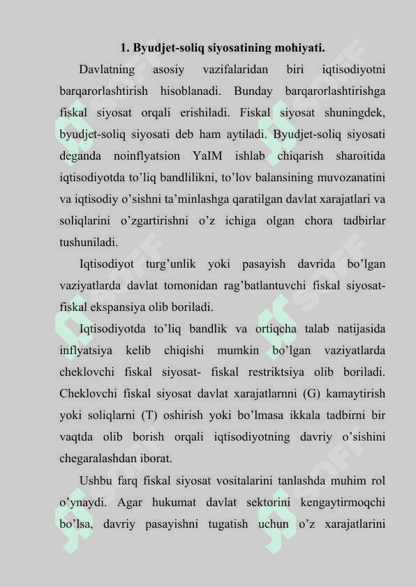 Byudjet-soliq siyosati 2