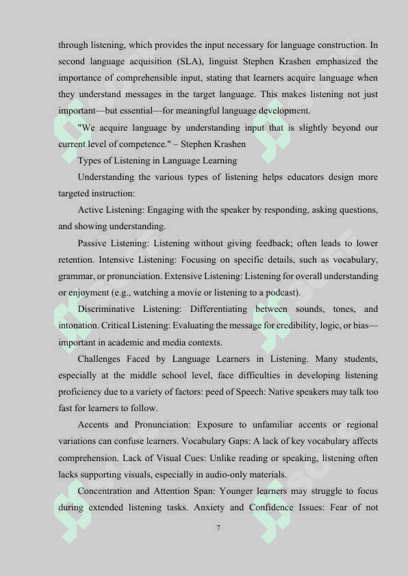 Using Activity-Based Assessment to Teach Listening Skills to 7th Graders. 7