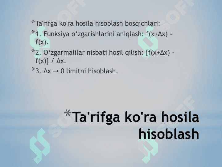 Funksiyaning hosilasi 5