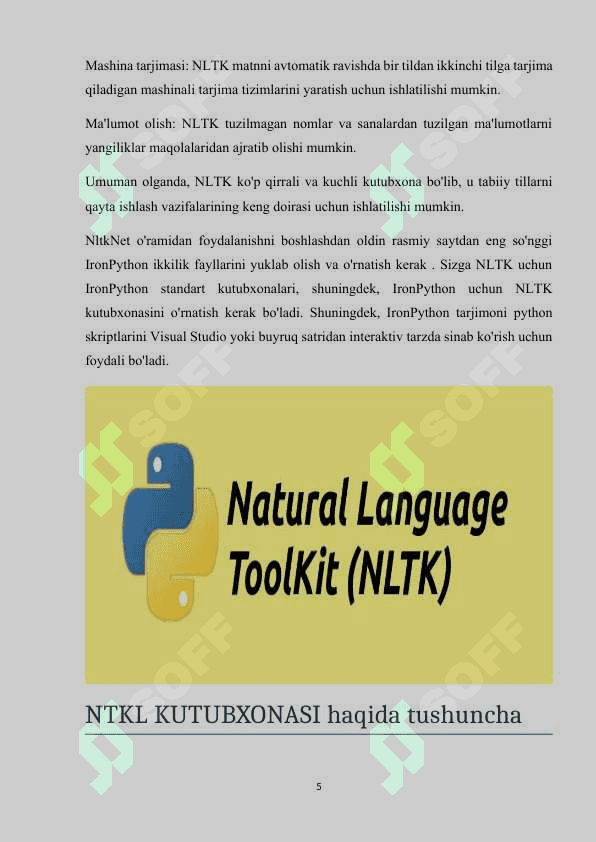 NLTK KUTUBXONASI, dasturlash tillari 5