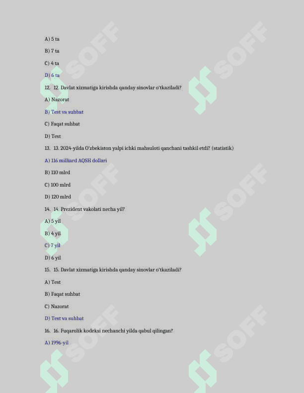 Argos test savollari 2025 3