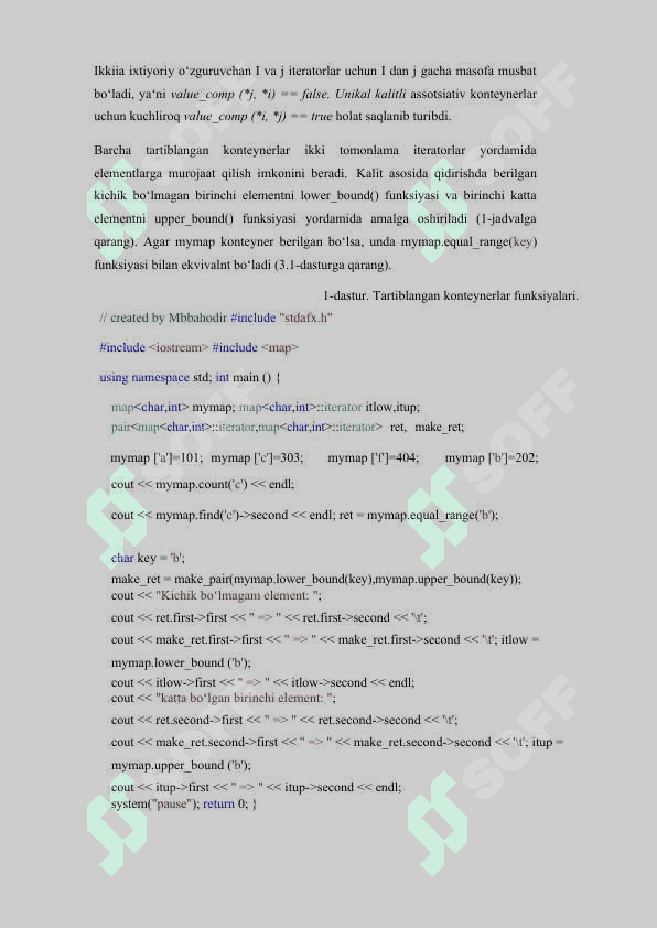 Аssotsiativ konteynerlar (set, map, multiset, multimap) 4
