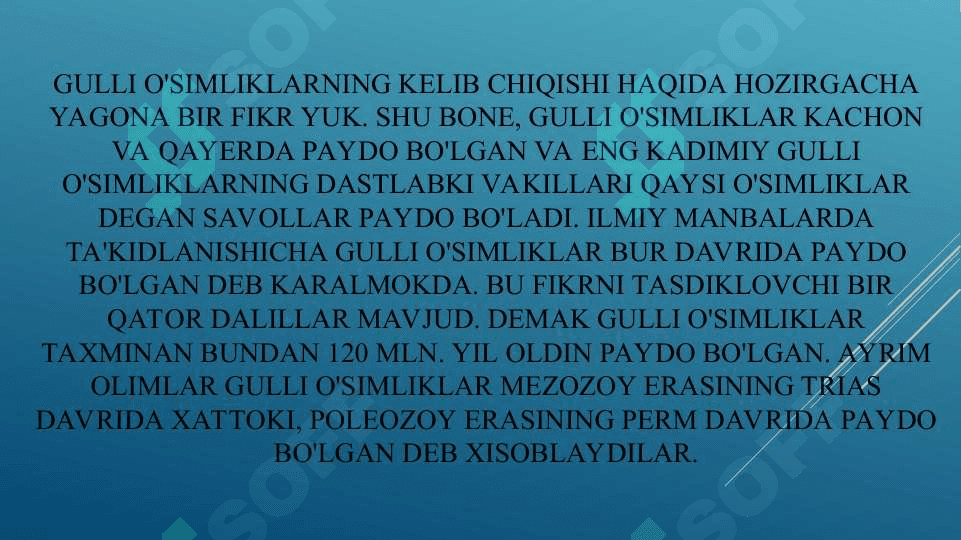 GULLI O’SIMLIKLARNING KELIB CHIQISHI 4