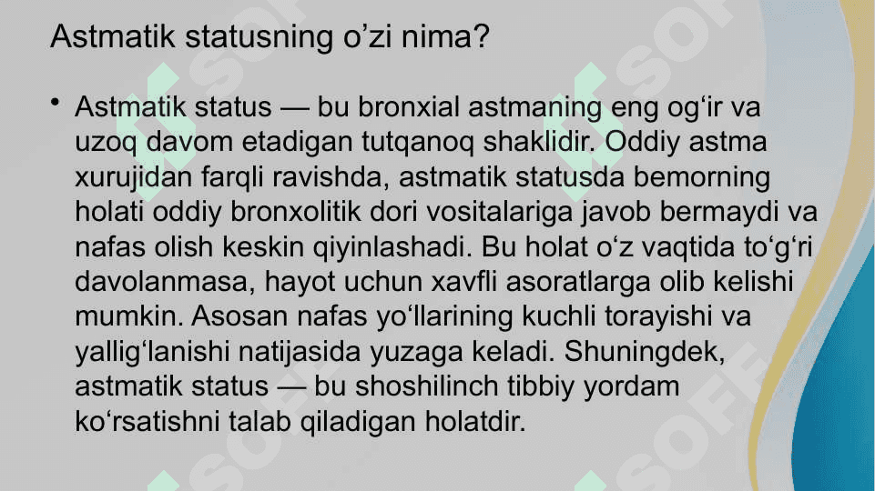 Astmatik status . Tez yordam algoritmi 7