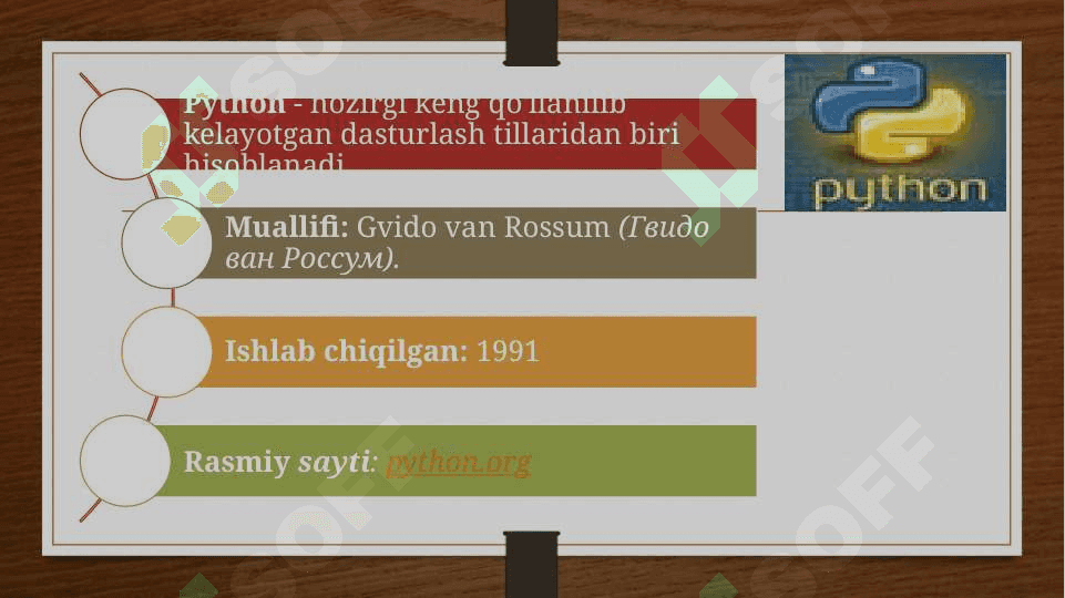 Python dasturlash tilining boshqarish operatorlari 2