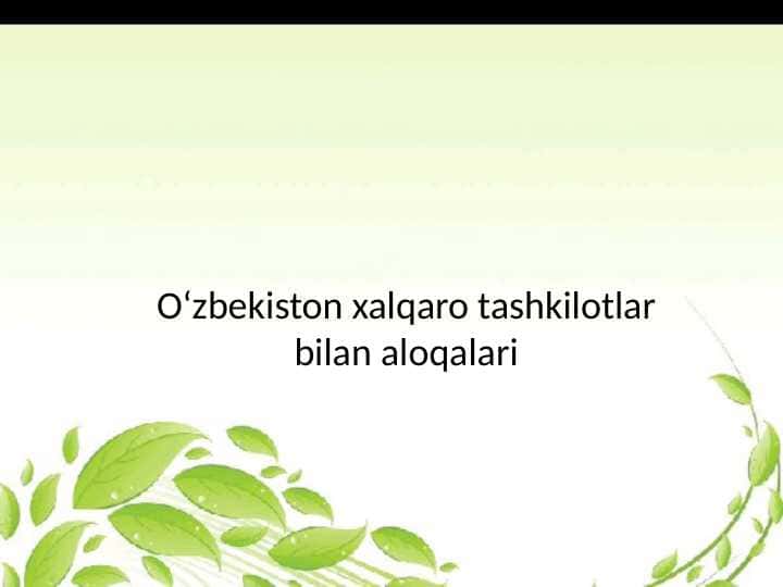 Oʻzbekiston xalqaro tashkilotlar bilan aloqalari