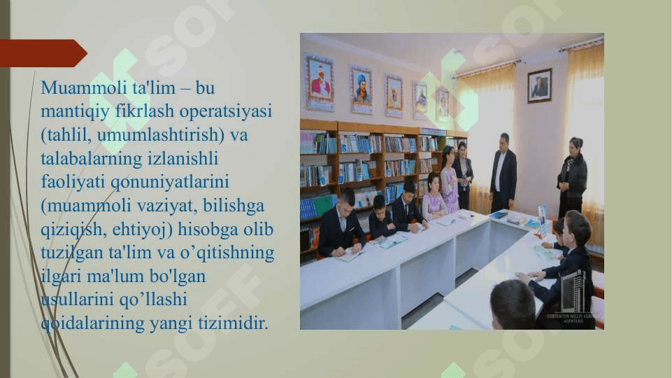 Mexribonlik uyi tarbiyalanuvchilari bilan olib boriladigan ijtimoiy pedagogik faoliyatda muammoli ta’lim texnologiyalaridan foydalanish.Mehribonlik uylarida tarbiyaviy ishlarni tashkil etishning o’ziga xosligiMehribonlik uyi tarbiyalanuvchilari bilan olib boriladigan ijtimoiy-pedagog faoliyatida shaxsga yo’naltirilgan ta’lim texnologiyalardan foydalanish 7