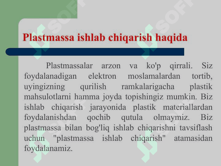 Plastik massalar (Platmassalar ) ishlab chiqarish 3