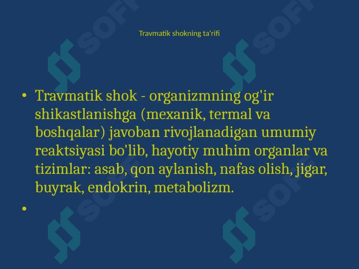 Travmatik shok.Uzoq muddatli siqilish sindromi 4