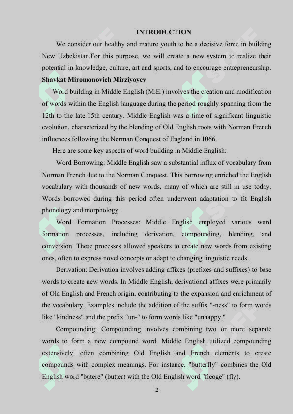WORD BUILDING IN M.E 2