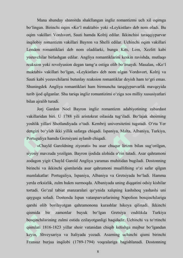 “George Noel Gordon Bayron asarlarida badiiylik” 8