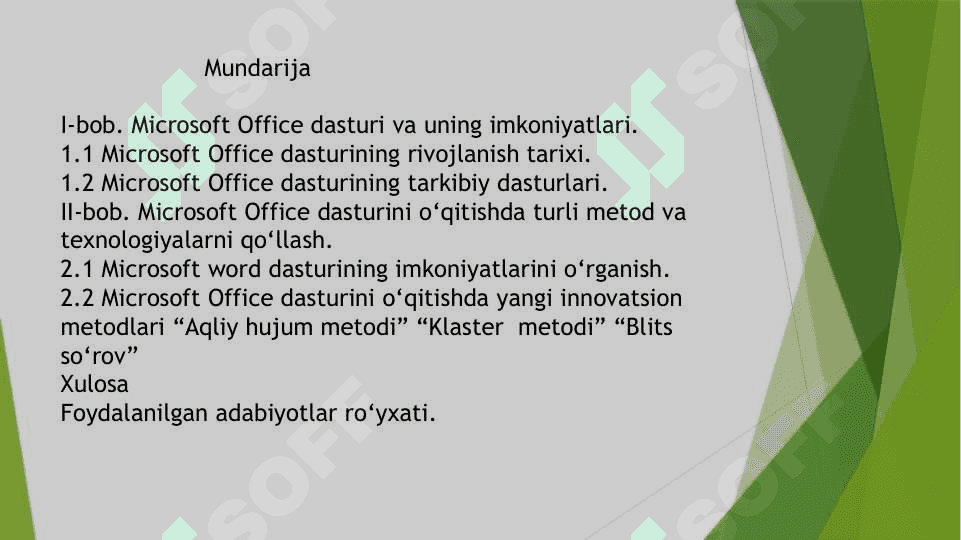 Microsoft Office dasturini o’qitish metodikasi 2