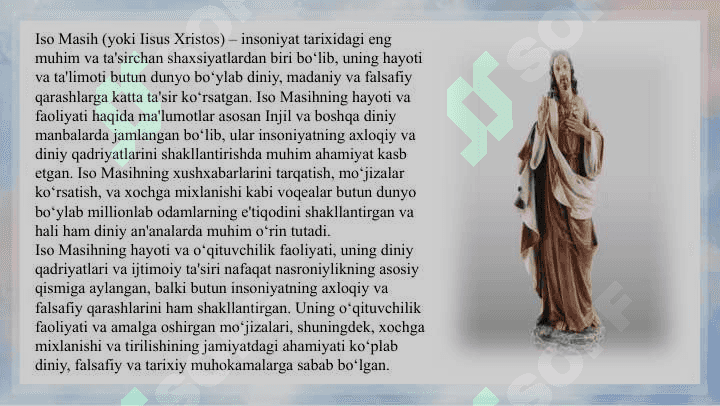 Iso Masih Iisus Xristos  hayotiga doir ma'lumotlar 3