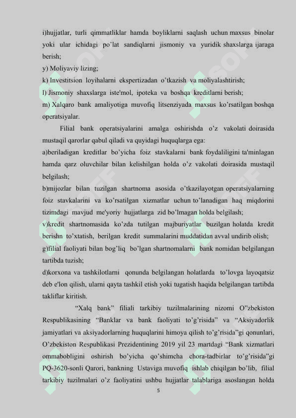 Xalq bank amaliyot hisoboti  Jarqo’rg’on tumani 5