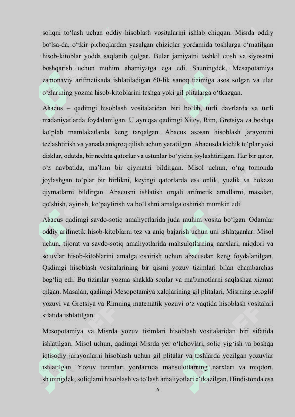 HISOBLASH TEXNIKASI VA RIVOJLANISH TARIXI 6
