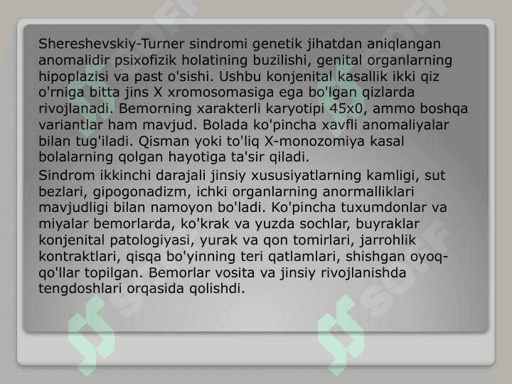 Shereshevskiy-Turner sindromi 2