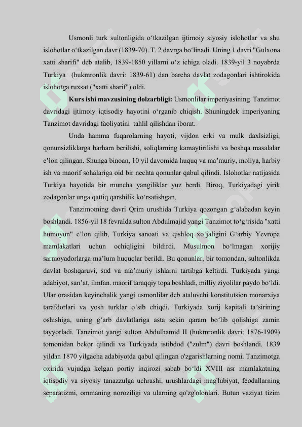 USMONLILAR IMPERIYASI TANZIMOT DAVRIDA 3