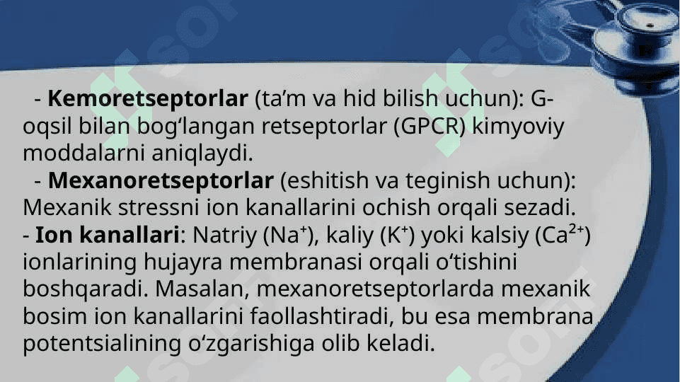 Sensor tizimlar faoliyatining biokimyoviy asoslari 5