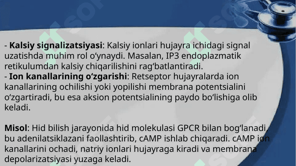 Sensor tizimlar faoliyatining biokimyoviy asoslari 8