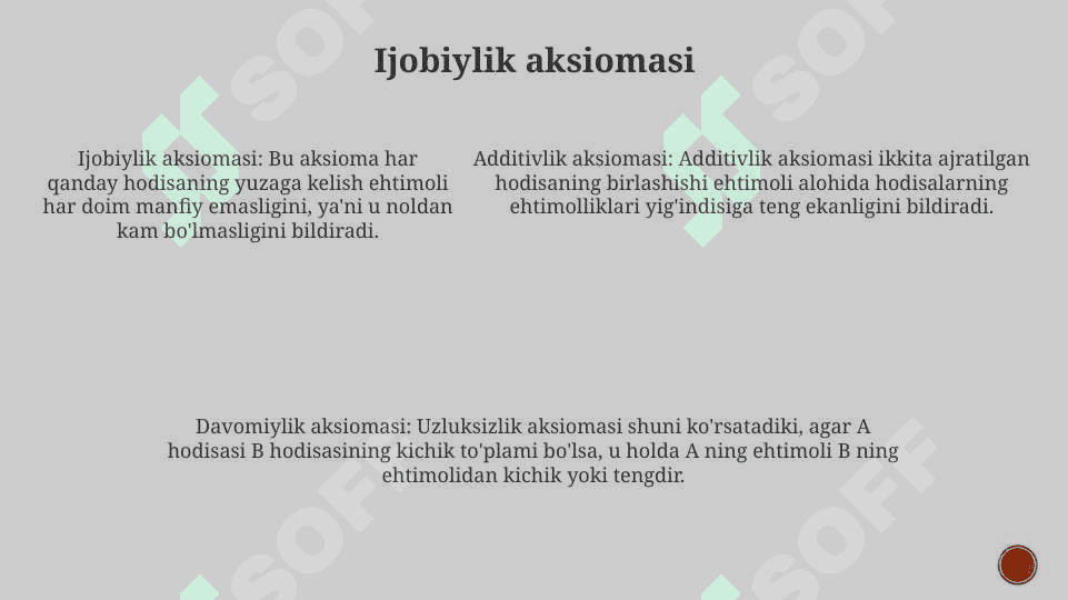 A.N.Kolmogorov Aksiomalaridan Kelib Chiqqan Ehtimolning Xossalari 4