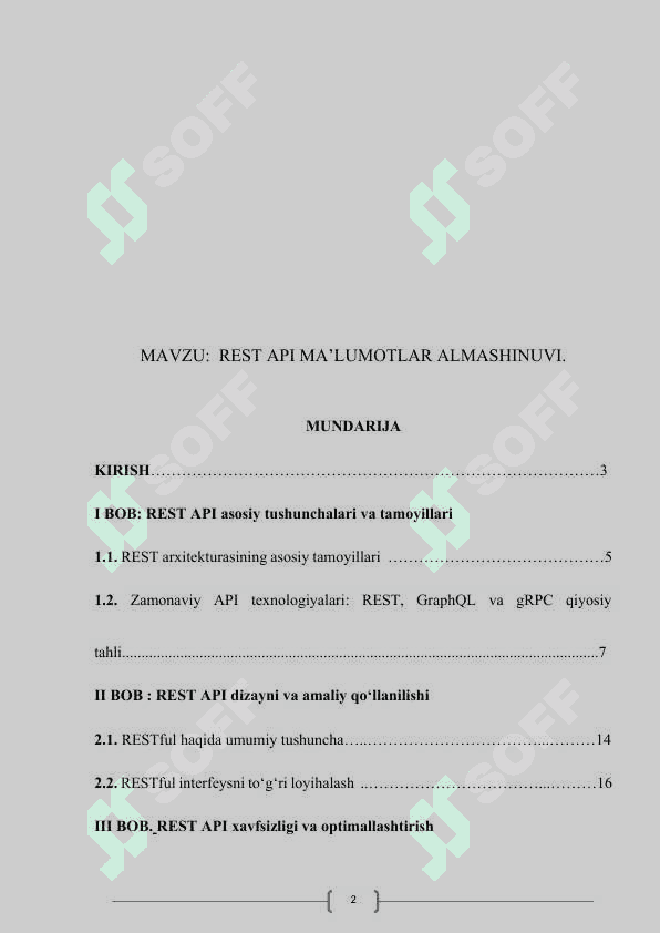 REST API MA’LUMOTLAR ALMASHINUVI. 2